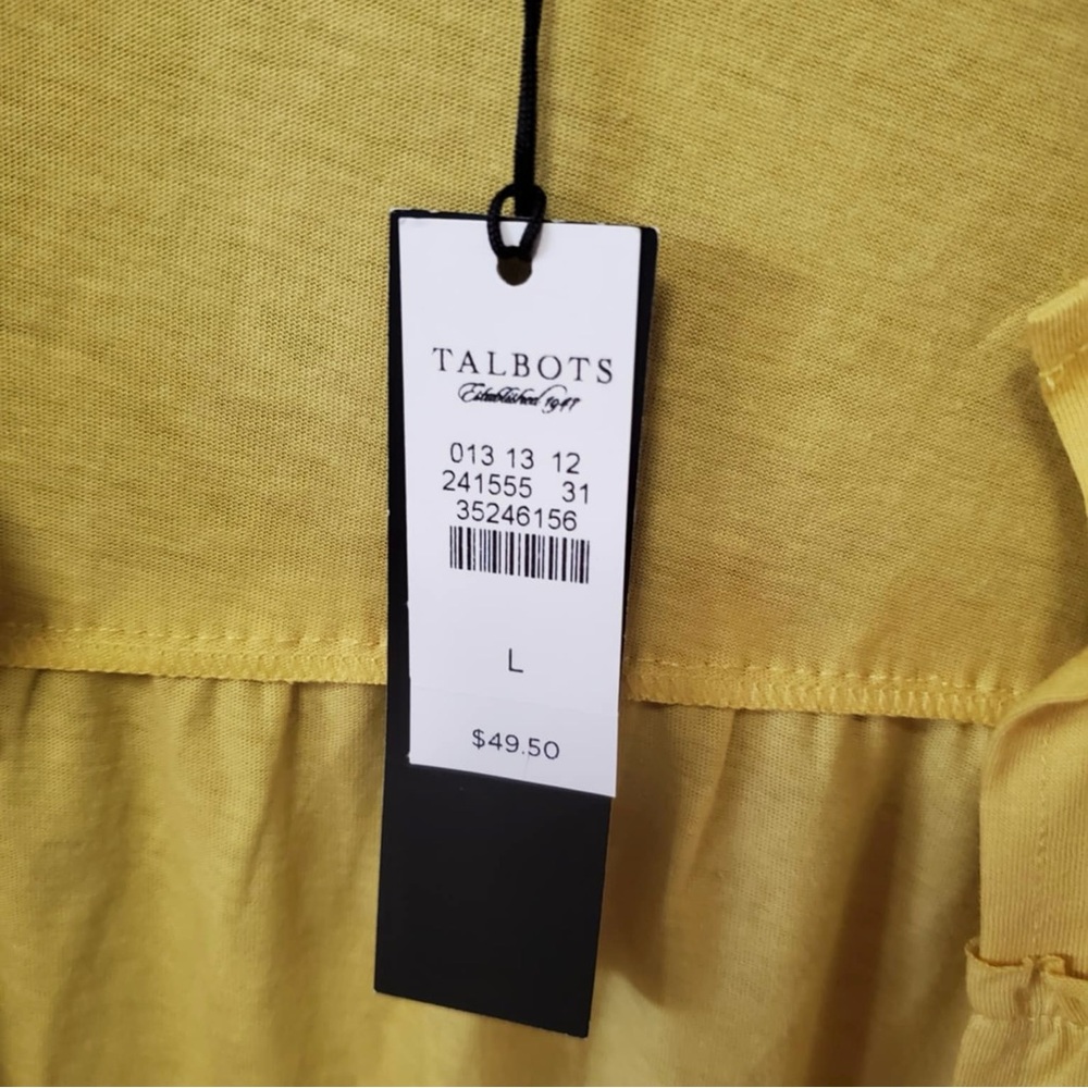 Talbots Yellow 3/4 Length Sleeves Tiered Ruffle Cardigan Blouse Large - Picture 3 of 6